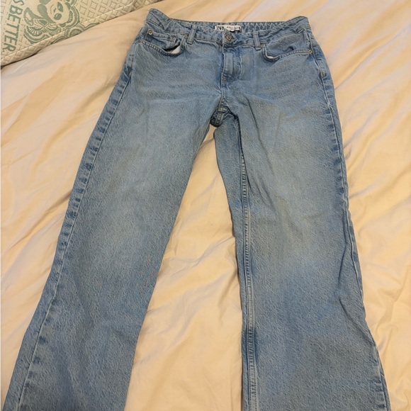 Zara Light Blue Straight Leg Jeans - Picture 1 of 6